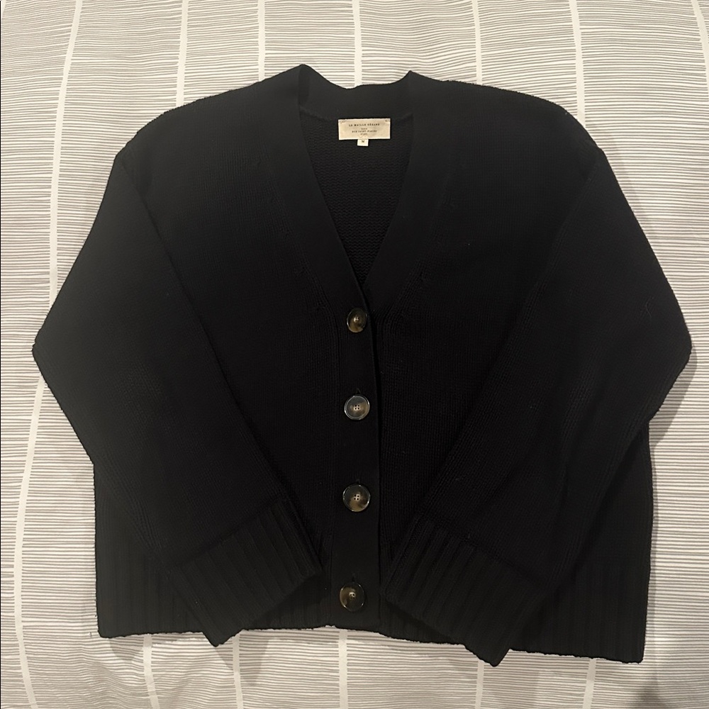 Sezane Black Women's V-Neck Cardigan